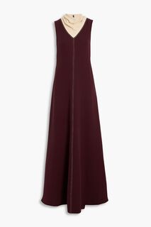 Двухцветное платье макси из шелкового крепа VALENTINO GARAVANI, бордовый