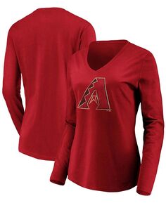 Красная женская футболка Arizona Diamondbacks Core Team с длинным рукавом и v-образным вырезом Fanatics, красный