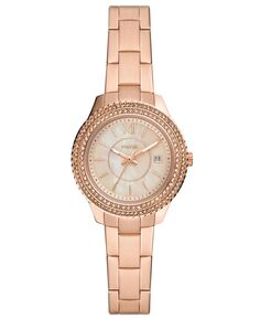Женские мини-часы Stella с браслетом из нержавеющей стали цвета розового золота, 30 мм Fossil, золотой