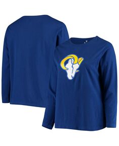 Женская футболка больших размеров с длинным рукавом и логотипом Royal Los Angeles Rams Primary Fanatics, синий