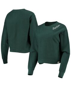 Женский зеленый укороченный пуловер Michigan State Spartans с шнуровкой League Collegiate Wear, зеленый