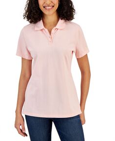 Хлопковая рубашка-поло с короткими рукавами Karen Scott, розовый