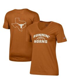 Женская оранжевая футболка Texas Longhorns Runnin&apos; Horns с v-образным вырезом Champion