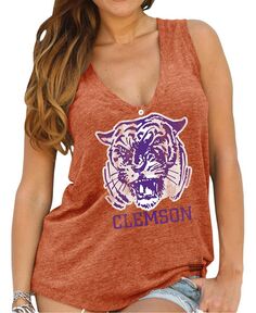 Женская оранжевая свободная майка-хенли Clemson Tigers Original Retro Brand