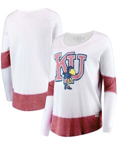 Женская белая термофутболка бойфренда Kansas Jayhawks с длинными рукавами и контрастом Original Retro Brand, белый
