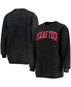 Черная женская футболка Texas Tech Red Raiders с удобным шнурком в винтажном стиле, базовый пуловер с аркой Pressbox, черный