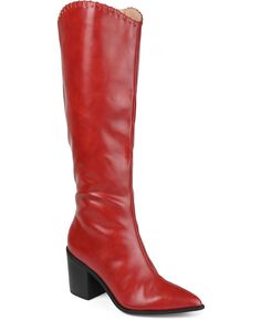 Женские очень широкие ботинки в стиле вестерн Daria до икры Journee Collection, красный