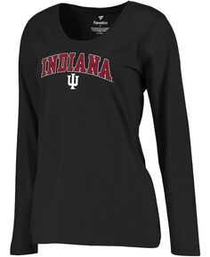 Женская черная футболка Indiana Hoosiers Campus с длинным рукавом Fanatics, черный