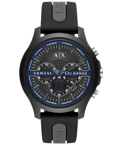 Мужские часы с хронографом, черно-серый силиконовый ремешок, 46 мм Armani Exchange