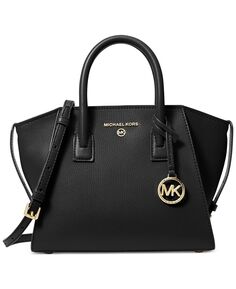 Кожаная маленькая сумка-портфель Avril на молнии Michael Kors, черный