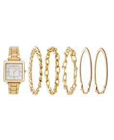 Женские аналоговые часы Jessica Carlye с кварцевым механизмом, золотистым браслетом, 29 мм, комплект штабелируемых браслетов Jessica Carlyle