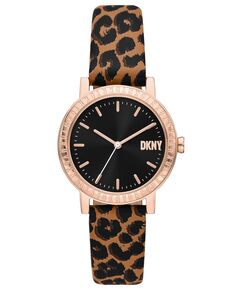 Женские часы Soho D с анималистическим принтом на кожаном ремешке, 34 мм DKNY