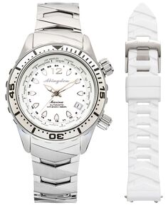 Женские многофункциональные часы Marina Diver из титана с белым силиконовым ремешком, 40 мм Abingdon Co.