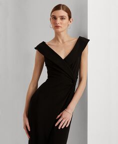 Женское трикотажное платье с открытыми плечами и разрезами по бокам Lauren Ralph Lauren, черный