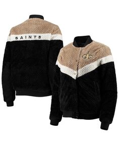 Женская черная, кремовая куртка на кнопках New Orleans Saints Riot Squad Sherpa G-III 4Her by Carl Banks, черный
