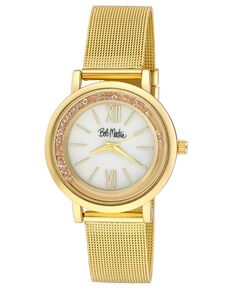 Часы Rolling Stone унисекс из золотистого сплава с сетчатым браслетом, 34 мм Bob Mackie, золотой