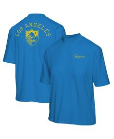 Женская пудрово-синяя футболка с коротким рукавом и воротником-стойкой с логотипом Los Angeles Chargers Junk Food