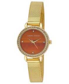 Женские часы из сплава с драгоценными камнями и золотистым браслетом, 26 мм Laura Ashley, коричневый