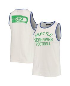 Женская белая и королевская майка Seattle Seahawks Throwback с овальным вырезом в стиле поп-переплета Junk Food