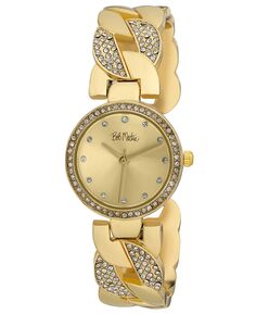 Часы-браслет из сплава золотистого цвета с переплетенными кристаллами унисекс, 26 мм Bob Mackie, золотой