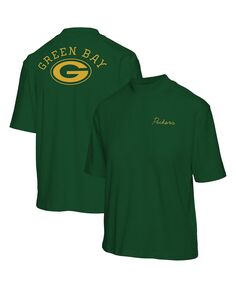 Женская зеленая футболка Green Bay Packers с коротким рукавом и воротником-стойкой Junk Food, зеленый