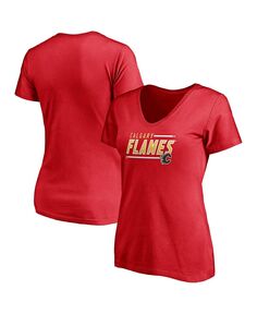 Женская красная футболка с v-образным вырезом размера плюс Calgary Flames Fanatics, красный