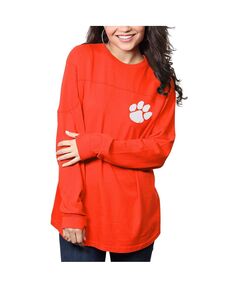Женская оранжевая футболка оверсайз с длинным рукавом Clemson Tigers The Big Shirt Pressbox