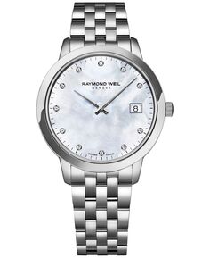 Женские швейцарские часы Toccata Diamond Accent из нержавеющей стали с браслетом 34 мм Raymond Weil, белый