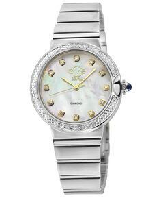 Женские швейцарские кварцевые часы Sorrento с бриллиантами, серебристый браслет из нержавеющей стали, 32 мм GV2 by Gevril, серебро