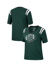 Женская зеленая футболка с треугольным рисунком Michigan State Spartans 15 Min Early Football с v-образным вырезом Colosseum