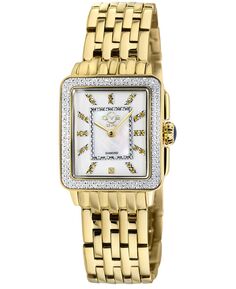 Женские часы Padova с драгоценными камнями, швейцарский кварц, бриллианты, ионное покрытие, золотистый браслет из нержавеющей стали, 27 мм x 30 мм GV2 by Gevril, золотой
