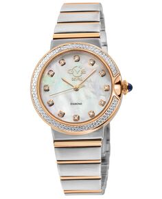 Женские часы Sorrento, швейцарские кварцевые часы с бриллиантами, двухцветные, SS IPRG, браслет из нержавеющей стали, 32 мм GV2 by Gevril, серебро
