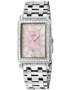 Женские мини-швейцарские кварцевые часы с бриллиантами и серебристым браслетом из нержавеющей стали Avenue of Americas, 25 мм x 32 мм Gevril, серебро