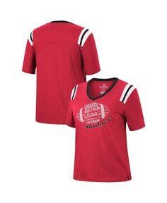 Женская футболка Heathered Red Wisconsin Badgers 15 Min Early Football с v-образным вырезом Colosseum