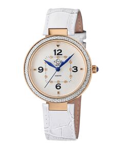 Женские часы Piemonte со швейцарским кварцем и бриллиантами, белый итальянский кожаный ремешок, 36 мм GV2 by Gevril