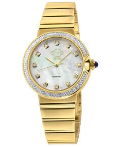 Женские часы Sorrento, швейцарские кварцевые часы с бриллиантами и ионным покрытием, золотистый браслет из нержавеющей стали, 32 мм GV2 by Gevril, золотой