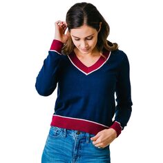 Женский тонкий свитер с v-образным вырезом и длинными рукавами Hope &amp; Henry