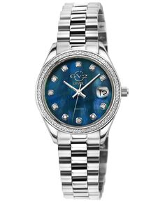 Женские часы Неаполь, швейцарские кварцевые часы с бриллиантами, серебристый браслет из нержавеющей стали, 32 мм GV2 by Gevril, серебро