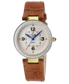 Женские швейцарские кварцевые часы Piemonte с бриллиантами, светло-коричневые, итальянский кожаный ремешок, 36 мм GV2 by Gevril