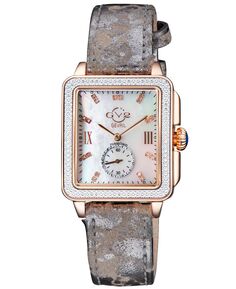 Женские часы Bari Tortoise, швейцарские кварцевые часы с бриллиантами, серые часы ручной работы, итальянский кожаный ремешок, 34 мм x 30 мм GV2 by Gevril, золотой
