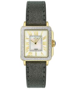 Женские часы Padova, швейцарский кварц с бриллиантами, серый ремешок из натуральной итальянской кожи ручной работы, ремешок из сафьянового металла, 27 мм x 30 мм GV2 by Gevril, золотой