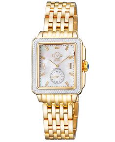 Женские часы Bari Tortoise, швейцарские кварцевые часы с бриллиантами и ионным покрытием, золотистый браслет из нержавеющей стали, 34 мм x 30 мм GV2 by Gevril, серебро