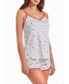 Женская короткая пижама с принтом Kyley в форме сердца, красная отделка iCollection