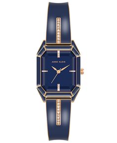 Женские часы из сплава розового золота с темно-синей эмалью, браслет, 32 мм Anne Klein
