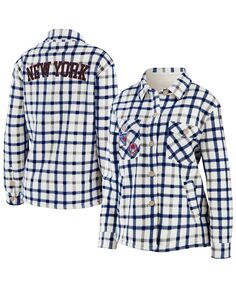 Женская овсяная куртка-рубашка на пуговицах в клетку New York Rangers WEAR by Erin Andrews