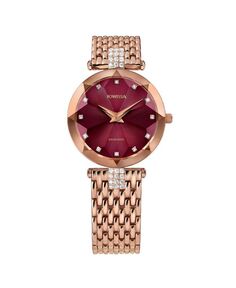 Швейцарские женские часы с покрытием из розового золота Facet Strass, 30 мм, бордовый циферблат Jowissa, красный