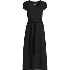 Женское легкое хлопковое модальное платье миди с завязками на талии Lands&apos; End, черный