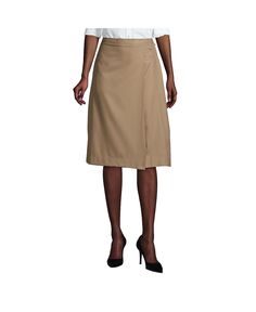 Школьная форма, женская однотонная юбка-трапеция ниже колена Lands&apos; End, хаки