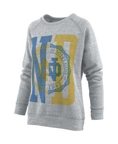 Женский пуловер с регланами цвета Хизер серого цвета Notre Dame Fighting Irish Knobi Pressbox