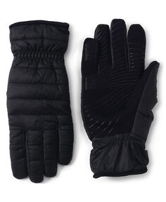 Женские сверхлегкие стеганые перчатки EZ с сенсорным экраном Lands&apos; End, черный